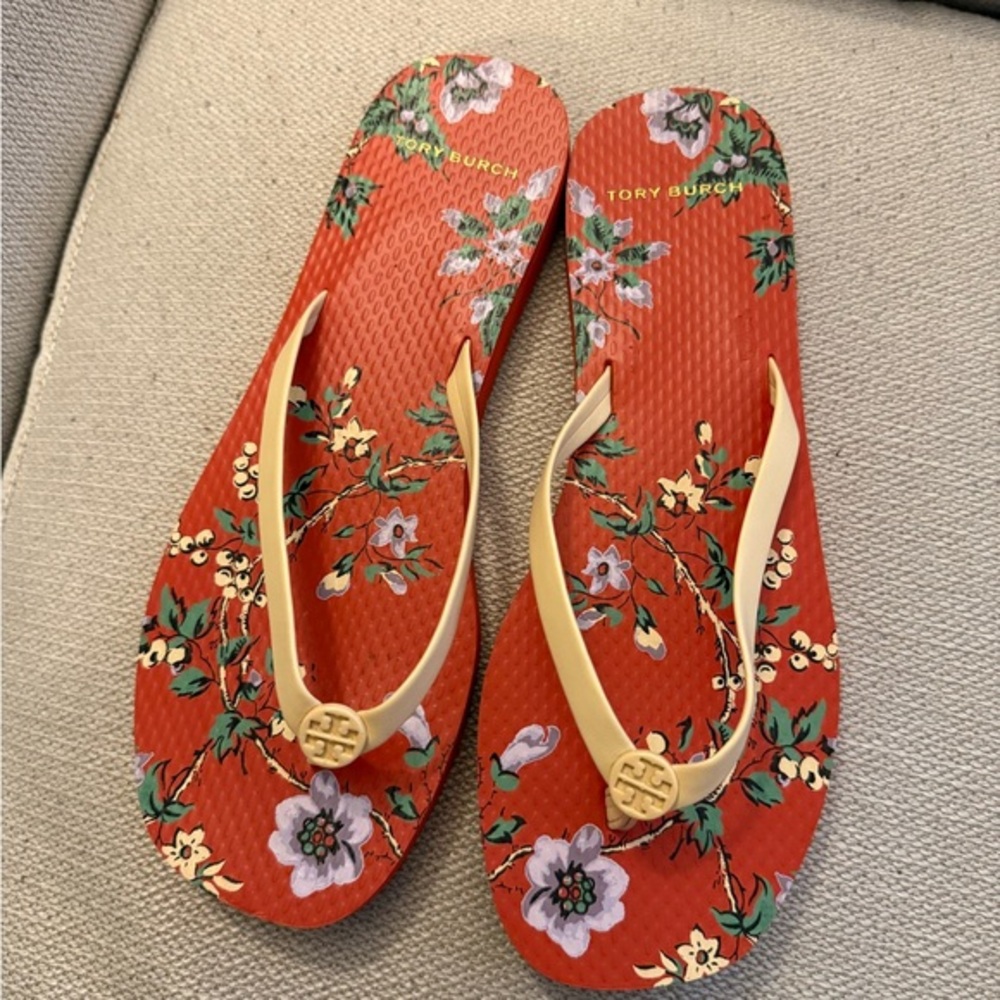Tory Burch Red Floral Sandals